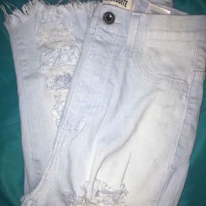 light blue denim shorts